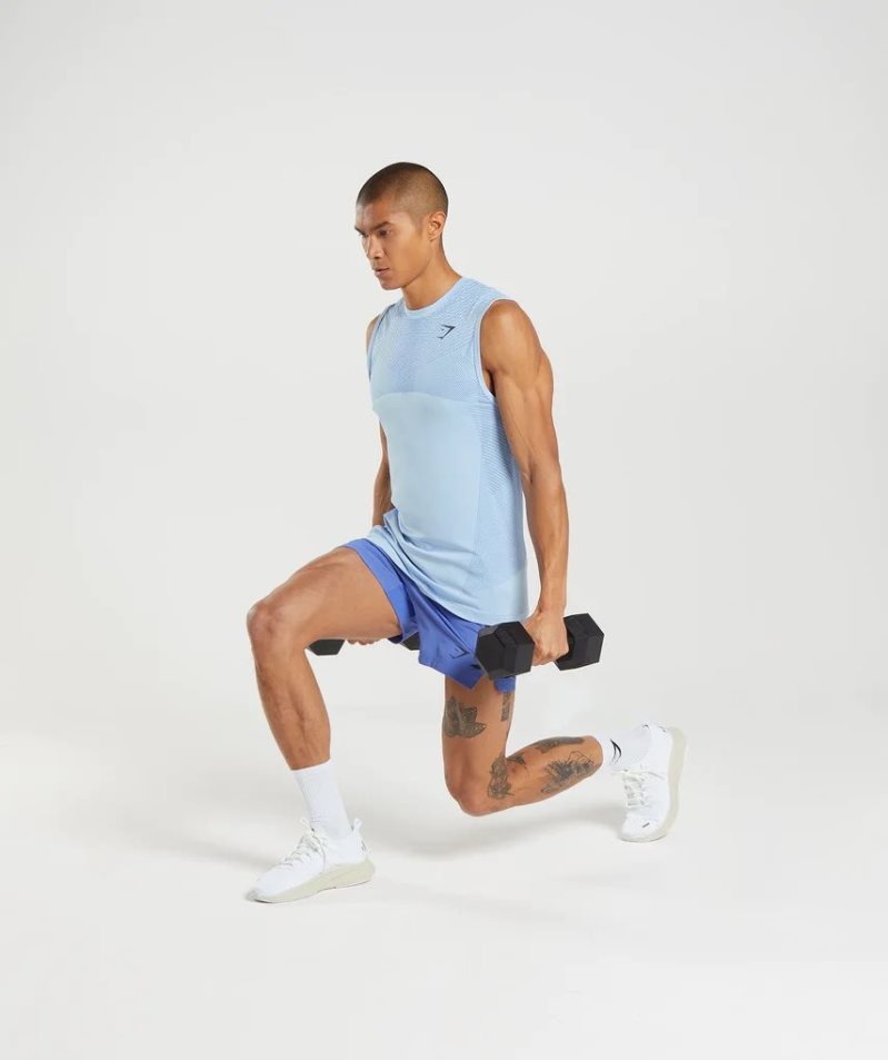 Men's Gymshark Apex Seamless Tanks Light Blue | NZ 8UFCRG